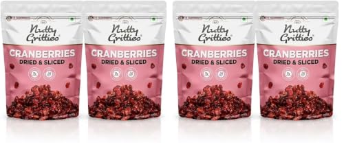 Image of Nutty Gritties Cranberries Cranberry Dried Sliced US Berries 400g, Healthy Snack for Kids and Adults, (Pack of 4 x 200g each)