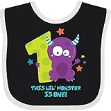 inktastic Monster 1st Birthday Baby Bib Black and White 2c4b6