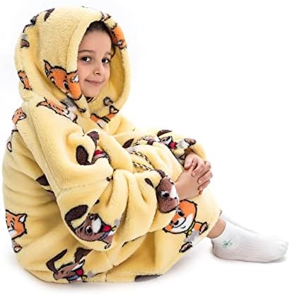Oversized Hoodie Blanket, Wearable Sweatshirt Blankets Soft Flannel for Big Boys Girls Teenagers 7-14 Cozy Warm Giant Hooded Sweater with Front Pocket Cats Dogs 4 419AXoaGkfL. AC