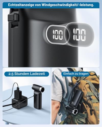 Image of Electric Compressed Air Duster Cordless: 70 MPH High Wind Speed Mini Air Blower for Electronics Portable Computer Cleaner Hand Keyboard Cleaning Powerful Duster for Car, Fans and Other Sences