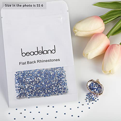 Image of Beadsland 2880pcs Flat Back Crystal Rhinestones Round Gems for Nail Art and Craft Glue Fix,Light Blue,SS6,1.9-2.1mm | Flatback Glass Gems, 1.9-2.1mm, for Nail Art Craft, Glue Fix,Light Sapphire