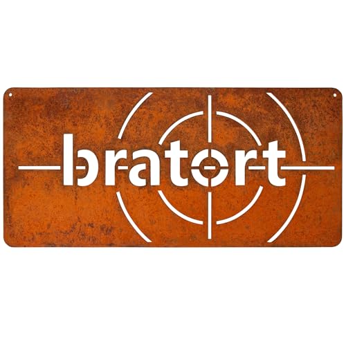EXTRAVAGANT® Schild „Bratort“ Wanddekoration Gartendeko Wohnungsdeko Gartenschild Metall Innen Außen wetterfest Geschenk Garten Wohnung Terrasse Geschenkidee Geburtstag