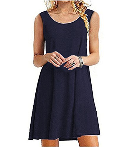 Jo&Sha Women's Summer Swing Casual Sleeveless T-shirt Dress Loose Tank Plus Size Dresses Sundress