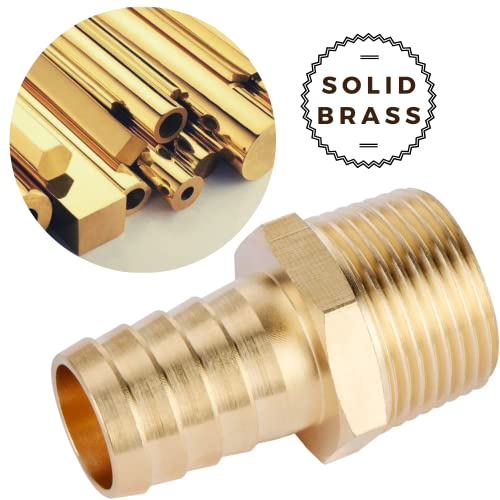 2pcs Brass Hose Barb Fitting, 3/4" Barb x 3/4" NPT Male, Adapter, NPT Male to Barb Pipe Fitting by CX WONDERLAND