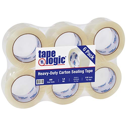Image of Aviditi Tape Logic 2 Inch x 110 Yard 1.6 Mil Clear, Heavy Duty Acrylic Packing Tape, 6 Pack, Perfect for Packing, Shipping, Moving, Home and Office
