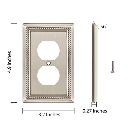 Image of Henne Bery Sunken Pearls Heavy Duty Decorative Wall Plate Switch Plate Outlet Cover (Single Duplex, 2 Pack, Satin Nickel)