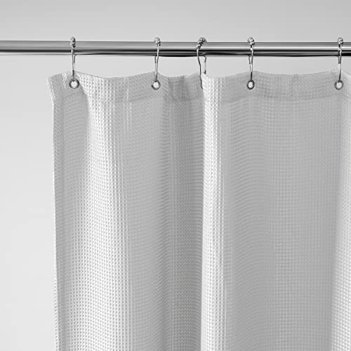 BASIC CHOICE Waffle Shower Curtain, Heavy Duty Fabric Shower Curtains with Waffle Weave Hotel Quality Bathroom Shower Curtains, Standard 100 by Oeko-Tex, 72 x 74 Inches, White BASIC CHOICE Waffle Shower Curtain, Heavy Duty Fabric Shower Curtains with Waffle Weave Hotel Quality Bathroom Shower Curtains, Standard 100 by Oeko-Tex, 72 x 74 Inches, White