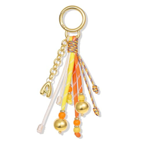 KissYan Initial Bag Charm for Women, Rope Purse Charms, Orange, Letter A