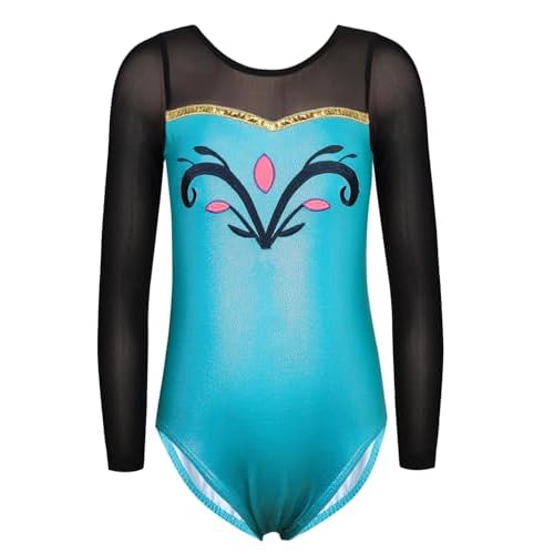 HOZIY Gymnastics Leotards for Girls Sleeveless Long Sleeve Snowflake Blue Purple Sequins Colorful Ribbons Pink Leopard Stripe 3-4T A Snow Green
