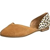 TOMS Women's Julie D'Orsay Flats Carmel Brown Suede/Leopard Print, Size 6.5