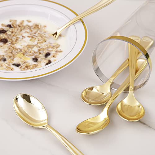Liacere 200 Pack Gold Plastic Spoons - 6.7 inch Heavy Duty Plastic Spoons - Heavyweight Gold Disposable Spoons for Parties & Weddings & Restaurants & New Year - Thumbnail 7