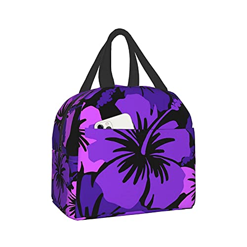 可愛い 果実 動物 柄 紫色のハワイアンフラワー ランチバッグ クーラーバッグ 弁当袋 保冷バッグ お弁当バッグ ?エコバッグ トートバッグ ピクニックバッグ ボックス 防水 大容量 耐衝撃 通勤 通学 旅行 子供用 メンズ レディー