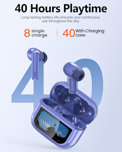 Image of ZIUTY Wireless Earbuds Bluetooth Headphones, Ear Buds with Touch Screen, ANC ENC Noise Cancelling Transparency Mode, 40H Stereo Deep Bass, IPX7 Waterproof, Clear Calls, 5 EQ for iOS Android, Navy