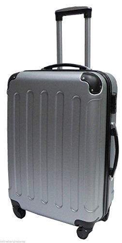 Hard Shell 4 Wheel Spinner Suitcase Set Luggage Trolley Case Cabin Hand Silver (Medium 24")