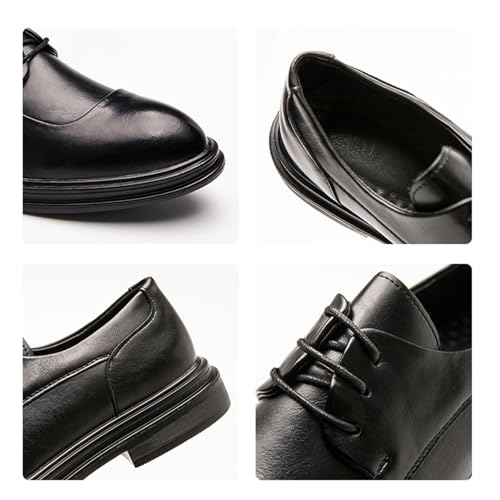 Men's Genuine Leather Lace-Up British Style Oxford Dress Tuxedo Shoes Pointed Toe Low Chunky Heel Non-Slip Comfortable Derby Shoes for Business Formal Wedding Office Work2
