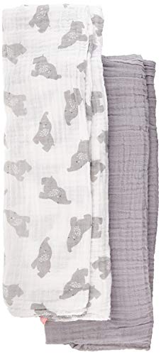 Noukies M&M20 Gris Set de 2 Langes Mousseline Bio 100 x 100 cm 1 Unité