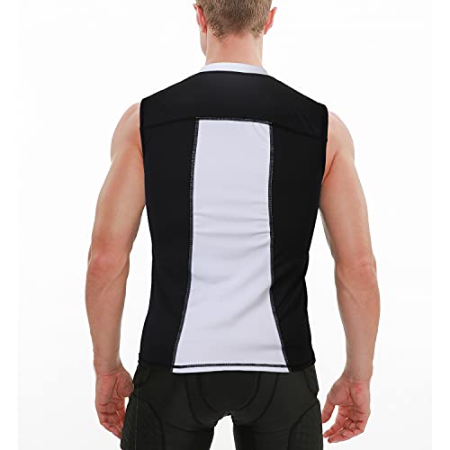 Tuoy Padded Sleeveless Chest Protector - Heart Guard Compression Shirt For Sports (White+Black) #TOP2