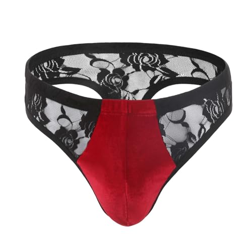 Generisch Herren Weihnachten Slips Sexy Unterwäsche Spitze Bikini Briefs Tanga Weihnachtsmann Kostüm Weihnachten Outfits Sissy Dessous Jockstrap...