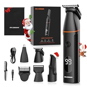 Intimrasierer Mann, Körperrasierer Herren, 4 in 1 Barttrimmer Männer mit Nasenhaartrimmer, wiederaufladbarer Elektrorasierer für Körper, Intimbereich, Bart, Rücken, Hoden und Scham (Schwarz)