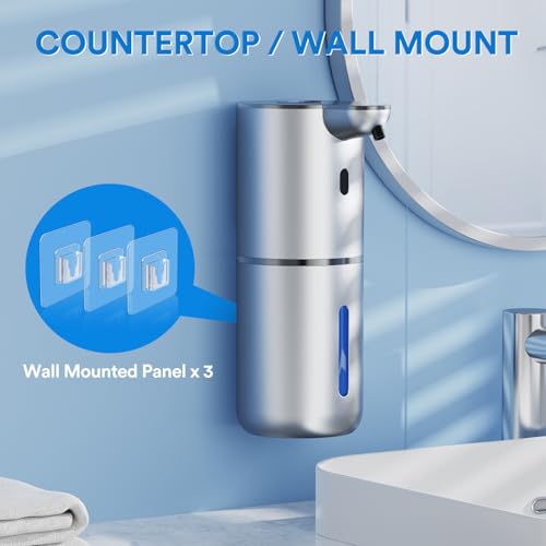 Image of Automatic Foaming Soap Dispenser Touchless, Rechargeable Electric Hand & Dish Soap Dispenser for Bathroom and Kitchen - Smart Digital Display, 6 Adjustable Level, 380ml, Wall Mounted, IPX5