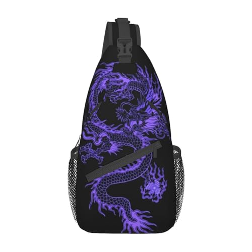 Red Dragon Casual Daypack Bag Dragon Shoulder Bag Chest Bags Crossbody Bag Animal Sling Backpack