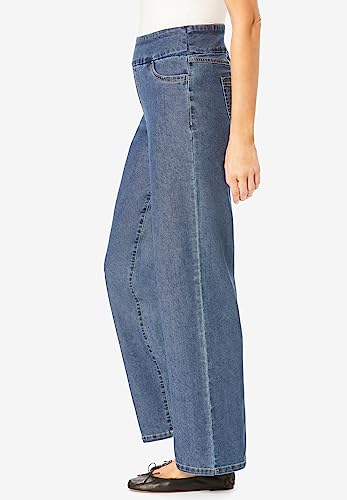 Woman Within Plus Size Flex-Fit Pull-On Wide-Leg Denim Jean3