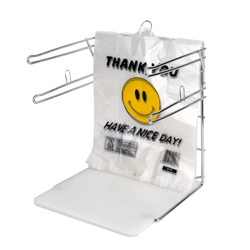 Grocery Bag Holder | T-Shirt Bag Holder Stand for Plastic Bags | 1-Pack | Plastic Bag Holder Stand with Handles | Bag Organizer for Retail Stores, Supermarkets, Grocery Stores & Restaurants