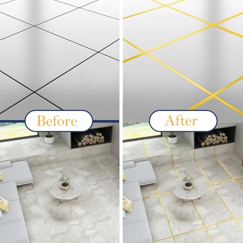 Image of Golden Tape (2CM x 5M) - Self-Adhesive Tiles Gap Foil Line Border Tape| Mirror Finish| DIY Craft| Decorative Floor Sealing Strip, Seam Sticker, Golden Patti for Home, Wall, Ceiling, Cabinet.