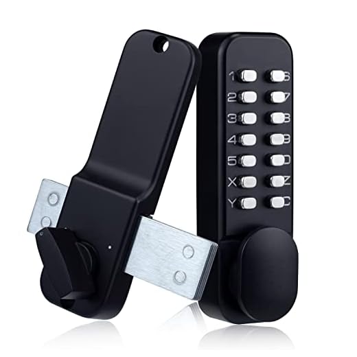 Stainless Steel 100% Mechanical Keyless Entry Door Lock with Keypads Door Knob, Waterproof Keypad Deadbolt Locks with Handle, Outdoor Front Gate Digital Code Combination Door Lock Set Security (Black)