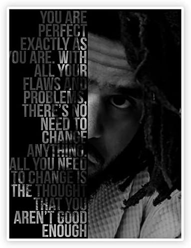 KULNPE J Cole Poster Hip Hop Rapper Decorative Music Painting Canvas Wall Art Home Living Room for Room Aesthetic 12x16in Unframed