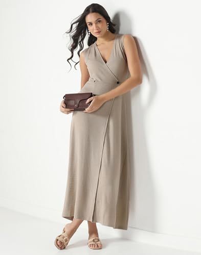 Image of Selvia Textured Lycra A-Line Dress for Women, One Piece Western Dress for Women