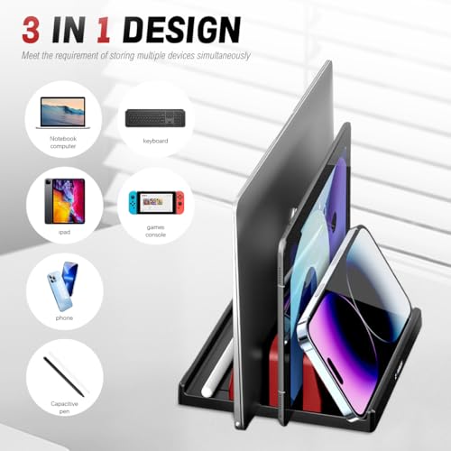 Image of ZORBES Adjustable Size Vertical Laptop Stand Slot for Desk Foldable,Ventilated Riser for Gaming,DJ & Office Use Safe & Practical Support Apple Other Laptops