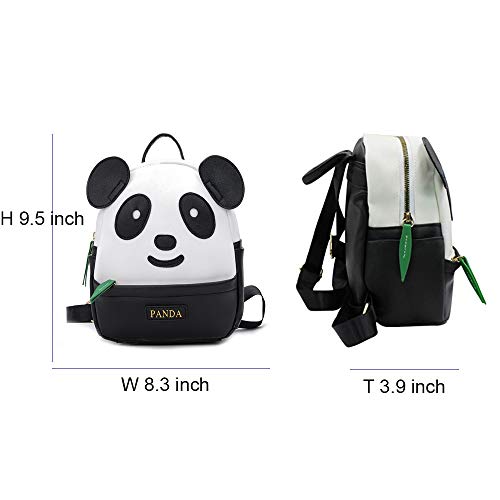 Cute Panda Pattern Backpack Women Girls Pu Leather Small Casual Shoulder Daypack Bag (Black)2