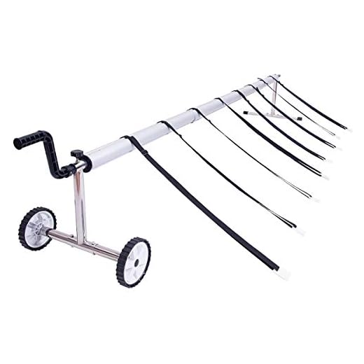 Costway Enrollador De Cubiertas Para Piscinas, Recogedor Lona Piscina De Verano Para Manta Térmica O Cubierta Solar, Ajustable 1,5 A 5,7 M, Enrollador Piscina De Aluminio Con Correas De Fijación