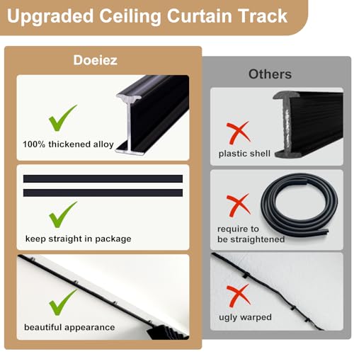 Doeiez Room Divider Blackout Curtains Flexible Sliding Tracks Sets Ceiling Mounted Track Rod Window Curtain Set Privacy Separation for Bedroom Living Rooms Garage - Image 4