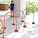 PawHut Agility Set Hunde 4-teiliges Agility-Ausrüstung für Hundetraining mit 4 Türen in Verstellbarer Breite Tragetasche Agilityset für Spiele Training Blau+Orange