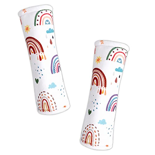 Image of Baby Car Seat Strap Covers Shoulder Pads for Baby Kid, Super Soft Infant Carseat Belt Covers for All Car Seat Stroller,Rainbow