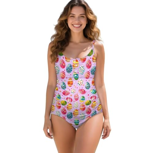 Yuolagixn Ruffle Maternity Pink Eggs Swimsuit One Piece Crew Neck Pregnancy Bathing Suit Slim Fit Print Swimwear Push Up Monokini Casual Fashion 2026