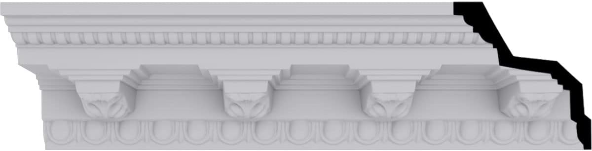 Ekena Millwork MLD03X03X05AT Attica Crown Moulding, 3 7/8"H x 3 5/8"P x 5 3/8"F x 94 1/2"L, White Single