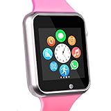 Funntech Smart Watch for Kids with Pedometer Bluetooth Unlocked 2G GSM Phone Call 1.54 Inch Touchscreen Camera, Rosy