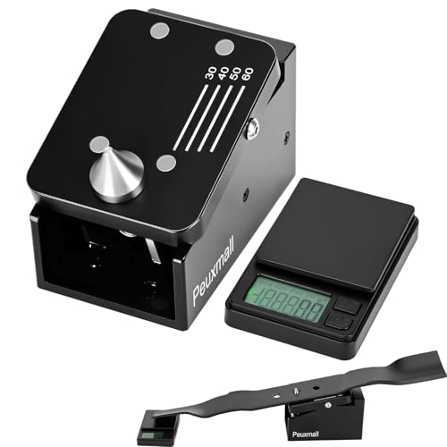 Peuxmall Precision Lawn Mower Blade Balancer with Electronic Scale – CNC Machined, Anodized Finish, 0.1g Accuracy, Heat-Treated Center Hole, Replaces Old Balancers (Black)