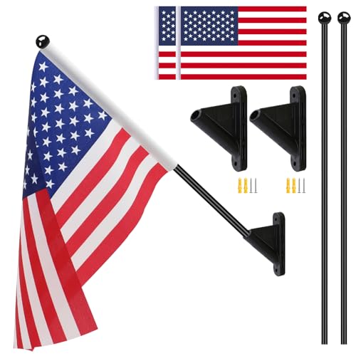 NQ 1.3 FT Small Flag Pole for Outside House 1 1/3 FT Stainless Steel Flagpole Kit for Indoor and Outdoor Mini US Flag for House Classroom Office(Black 2 Pack)