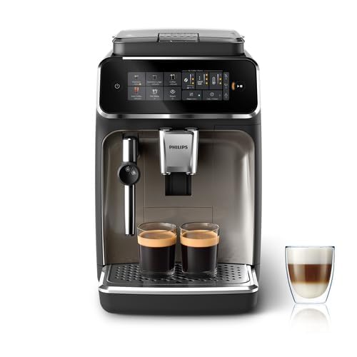 Philips Machine à Expresso Entièrement Automatique Séries 3300-5 Boissons, Mousseur à Lait Classique, SilentBrew, Broyeur 100% Céramique, Filtre AquaClean. Noir Chrome (EP3326/90)