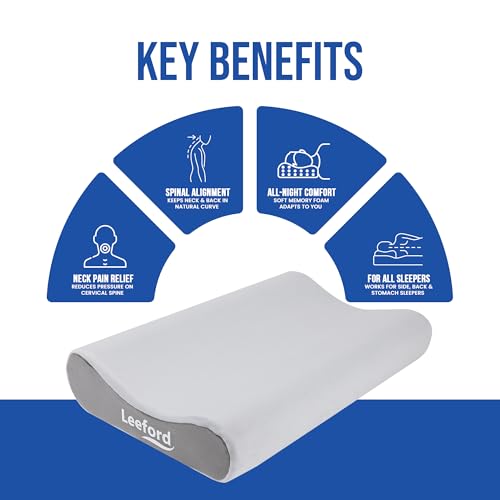 Image of Leeford Contoured Cervical Pillow for Neck Pain, Spondylitis, Cervical | PU Foam Neck Support for Pain Relief & Better Sleep