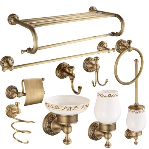Classic Antique Bronze Bathroom Accessories Set,10 Pieces Set, A,A