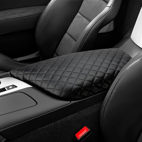 JOYTUTUS Center Console Cover Compatible with 2014-2019 Corvette C7, Armrest Lid Leather Cover Arm Rest Covering for Car, Durable Middle Console Cover, Black