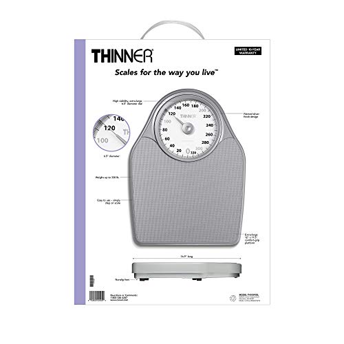 Thinner by Conair Bathroom Scale for Body Weight, Extra-Large Analog Scale Measures Weight Up to 330 Lbs. in Silver - image 8