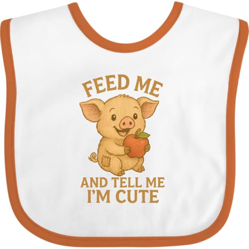 inktastic Cute Pig with Apple Feed Me Quote Baby Bib
