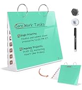 Desktop Glass Dry Erase & Acrylic Aesthetic Calendar Weekly to-do List Combo, Small Magnetic Stan...