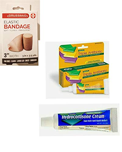 Hydrocortisone Cream 1 fl.oz, Fast Itch & Rash Relief with Triple Antibiotic Original Ointment 0.33 Oz, for Cuts, Scrapes and Burns